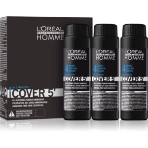 L’Oréal Professionnel Homme Cover 5' tónovacia farba na vlasy 3 ks odtieň 4 Medium Brown 3x50 ml