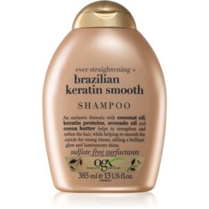OGX Brazilian Keratin Smooth uhladzujúci šampón na lesk a hebkosť vlasov 385 ml