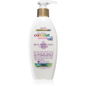 OGX Coconut Miracle Oil termoochranný krém pre uhladenie nepoddajných vlasov 177 ml
