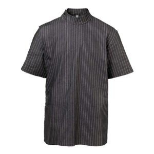 BraveHead Black Pinstriped Barber Jacket - ​čierna tradičná holičská košeľa 5376 - M - 54 x 76 cm