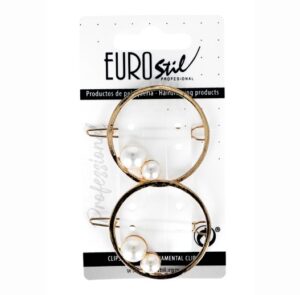 Eurostil 06941 Golden Metal Clips with Pearls - kovové ozdobné klipsy so zlatým povrchom a perlami