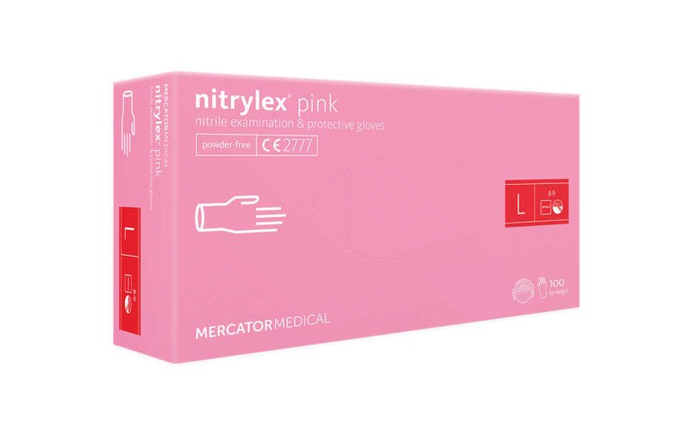 Mercator Medical Nitrylex PINK Nitrile Examination & Protective Gloves - jednorázové nitrilové rukavice bezpúdrové ružové